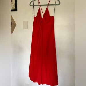 Red midi cross back dress H&M viscose (looks like linen) midi